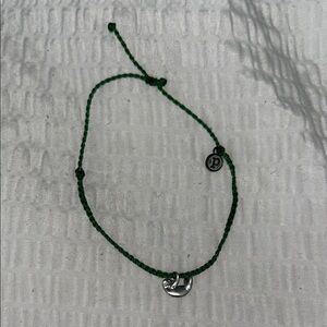 Pura Vida Green Bracelet with Silver Charm